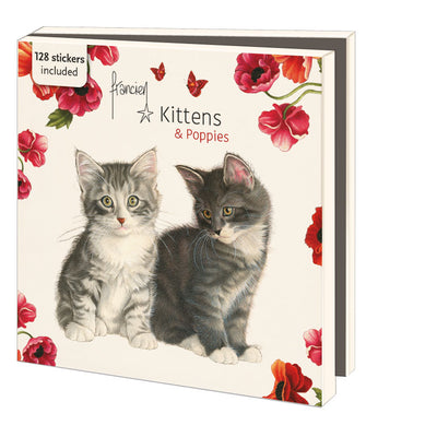 WMCS003-Bekking & Blitz-8 X Card Folder With Envelopes 4 X Designs 128 Stickers & Envelopes Square: Kittens & Poppies-Notewallet-