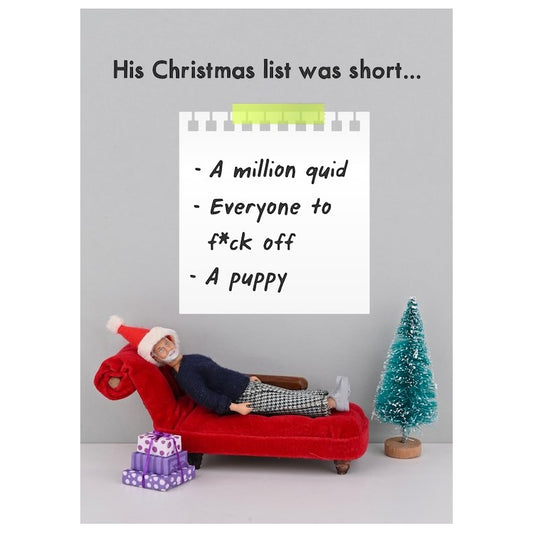 JJC093-Bold & Bright-His Xmas List-Xmas Card-Jeffrey & Janice