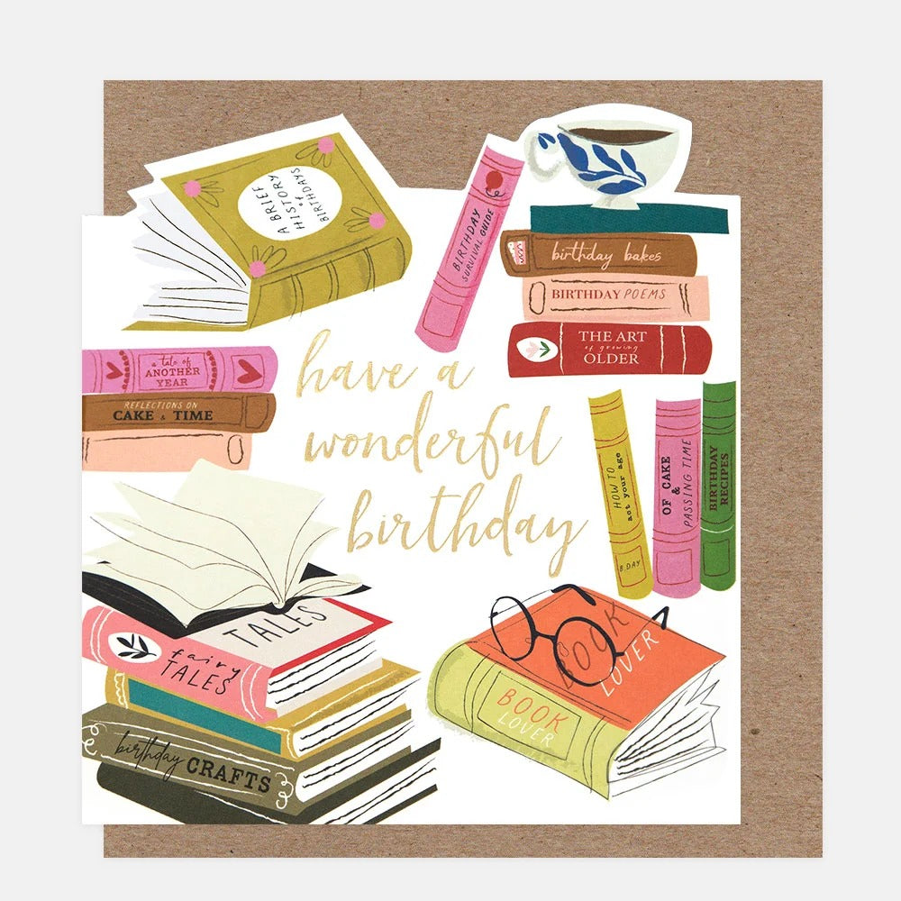 AST005-Caroline G-Stacks Of Books Have A Wonderful Birthday-Card-Assortment