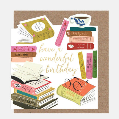 AST005-Caroline G-Stacks Of Books Have A Wonderful Birthday-Card-Assortment