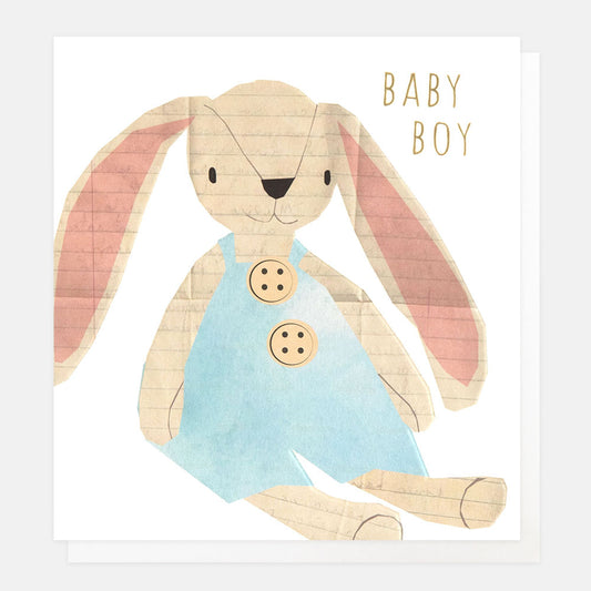 BAB021-Caroline G-Baby Boy Collage Rabbit-Card-New Baby