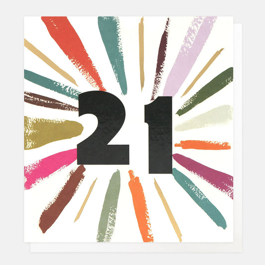 BIG002-Caroline G-Age 21 Birthday Multicolour Burst-Card-Big Birthday