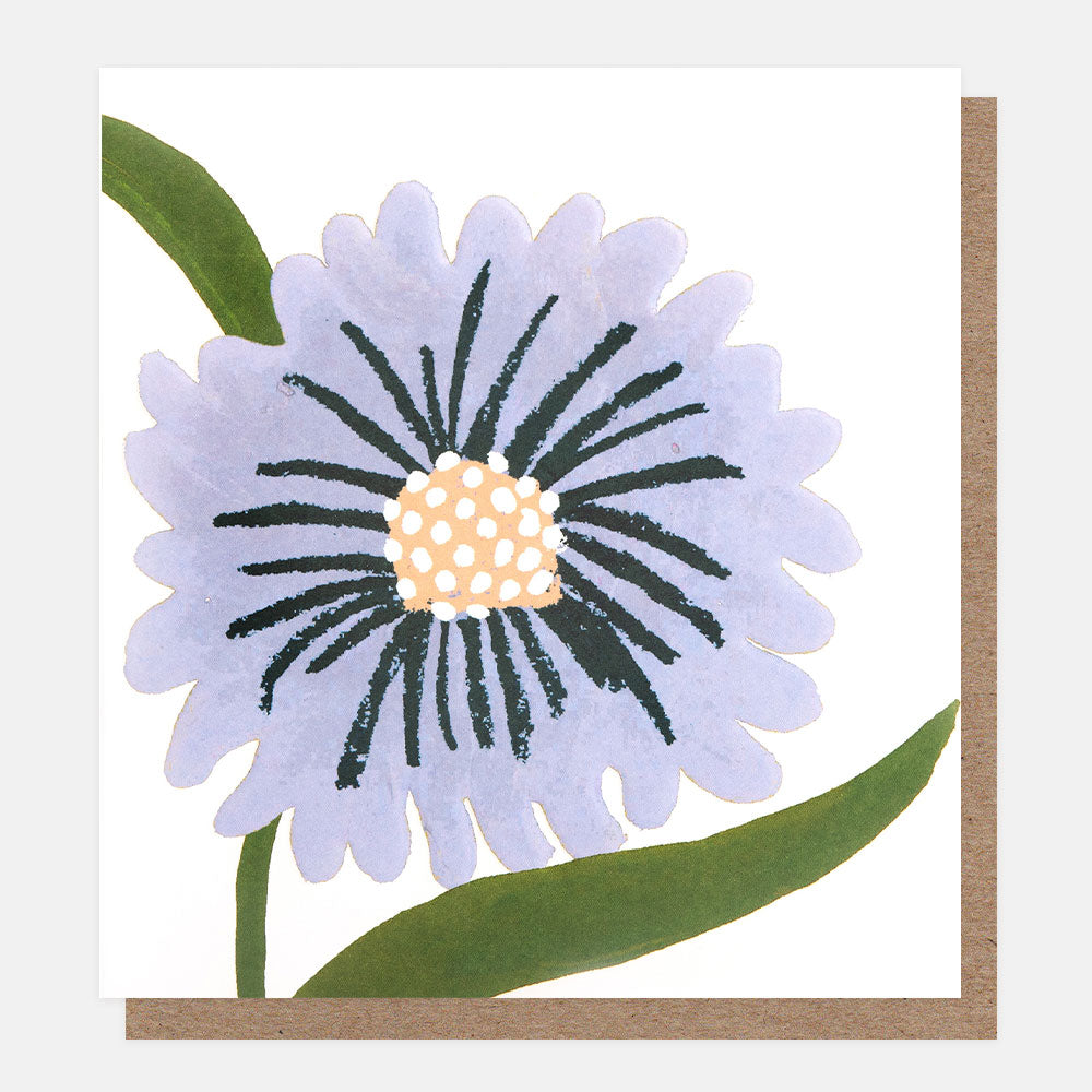 BLA006-Caroline G-Blue Flower & Leaf Blank-Card-