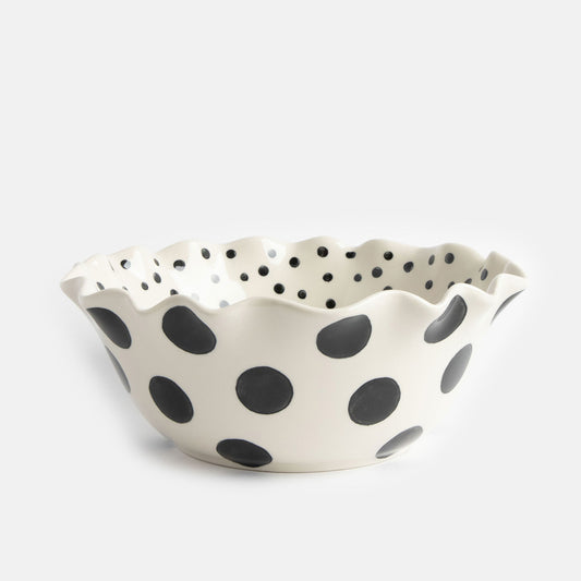 BLL100-Caroline G-Mono Spots Scalloped Edge Bowl-Bowl-Home