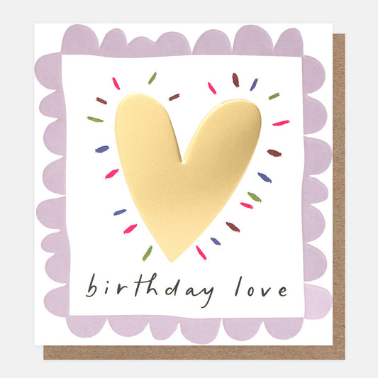BOD005-Caroline G-Birthday Love Gold Heart With Lilac Scallop Border-Card-Border