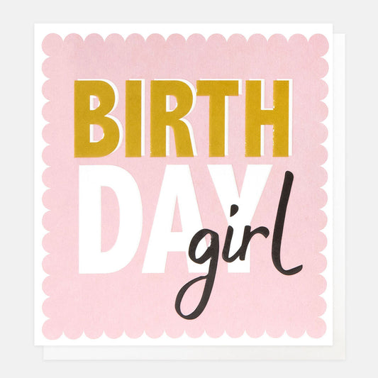 BRI007-Caroline G-Birthday Girl On Pink With Scallop Edge-Card-Bright Side