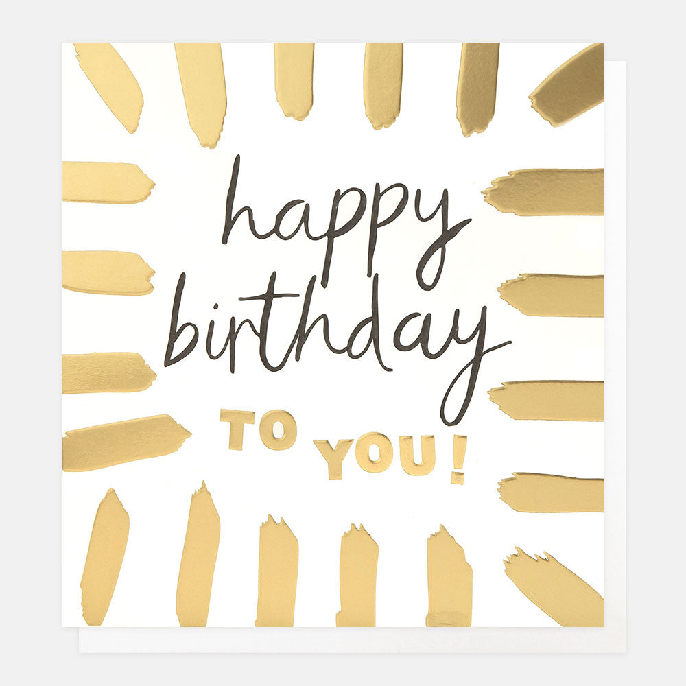 BTS001-Caroline G-Happy Birthday To You! Gold Burst Border-Card-Born To