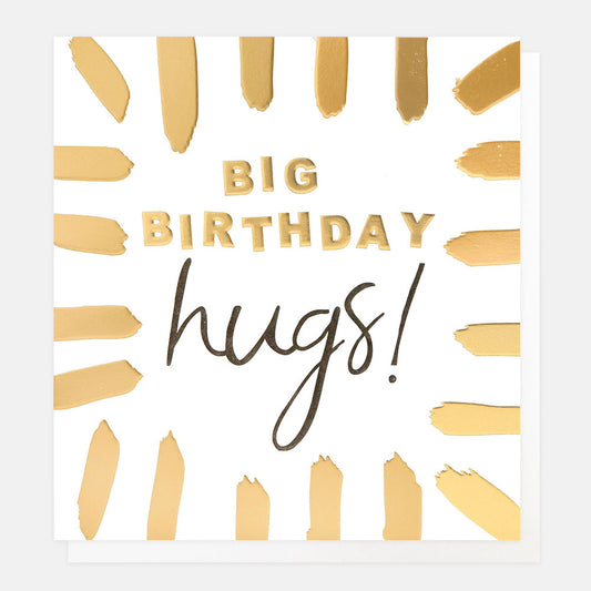 BTS008-Caroline G-Big Birthday Hugs! Gold Burst Border-Card-Born To