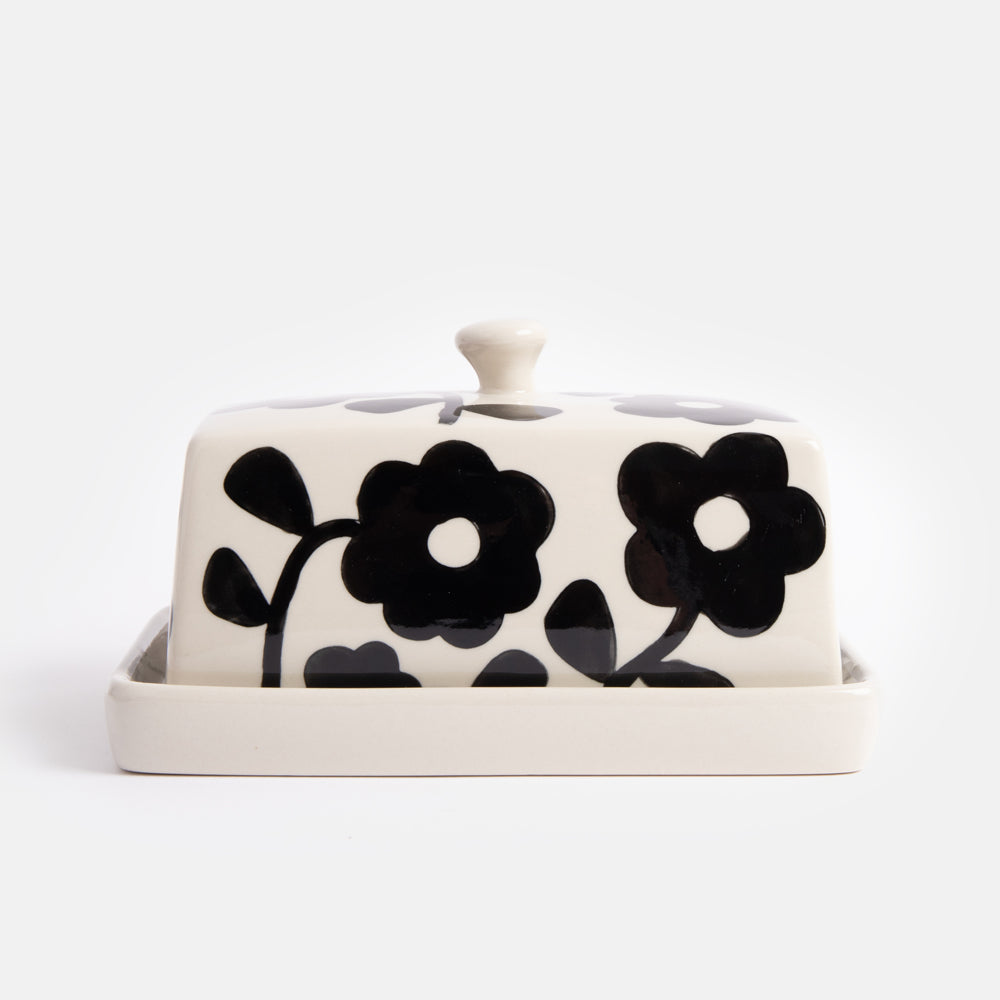 BUD100-Caroline G-Mono Flower Butter Dish-Butter Dish-At Home