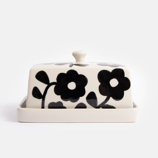BUD100-Caroline G-Mono Flower Butter Dish-Butter Dish-At Home