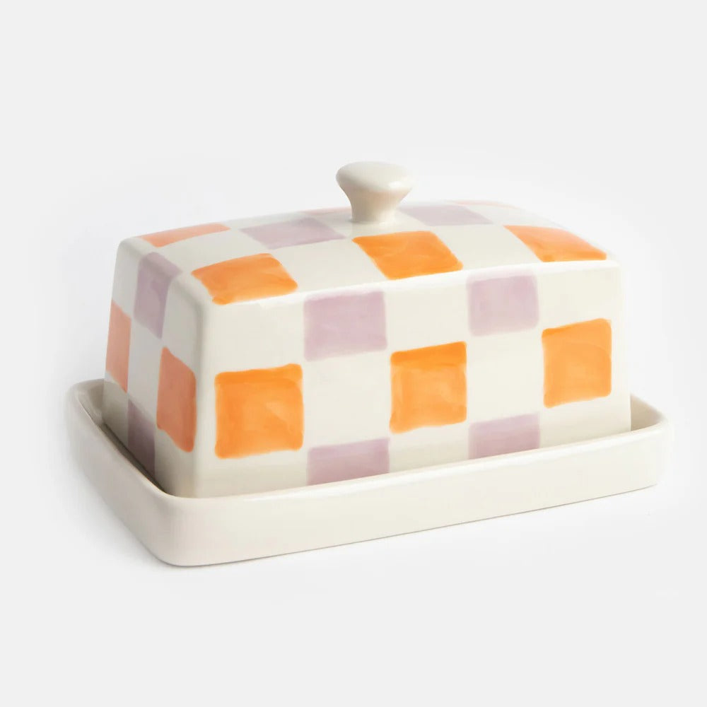 BUD101-Caroline G-Multi Check Butter Dish-Butter Dish-Home