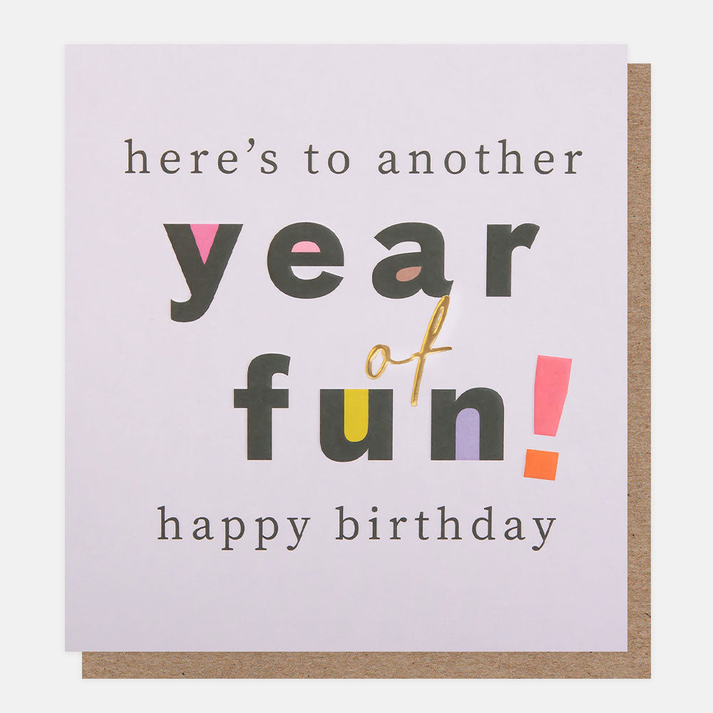 CER026-Caroline G-Here'S To Another Year Of Fun Text On Lilac-Card-Cheers