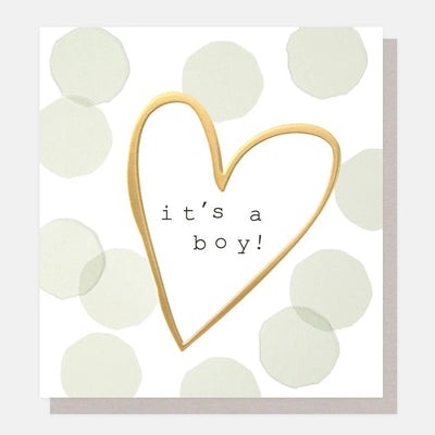 CFT002-Caroline G-Confetti & Gold Heart New Baby Boy�-Card-Confetti