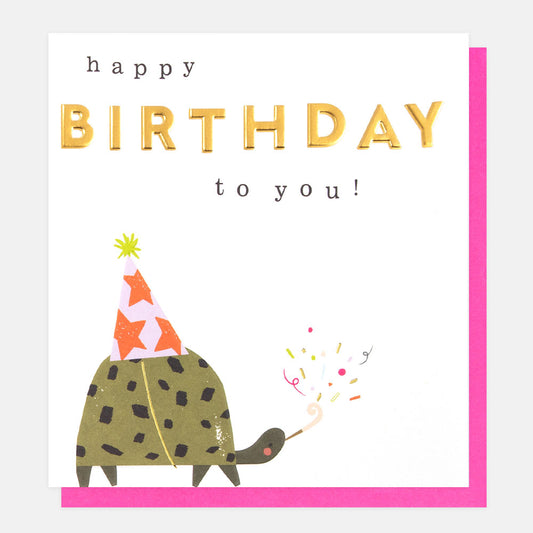 CLP005-Caroline G-Happy Birthday To You Tortoise With Confetti-Card-Colour Pop