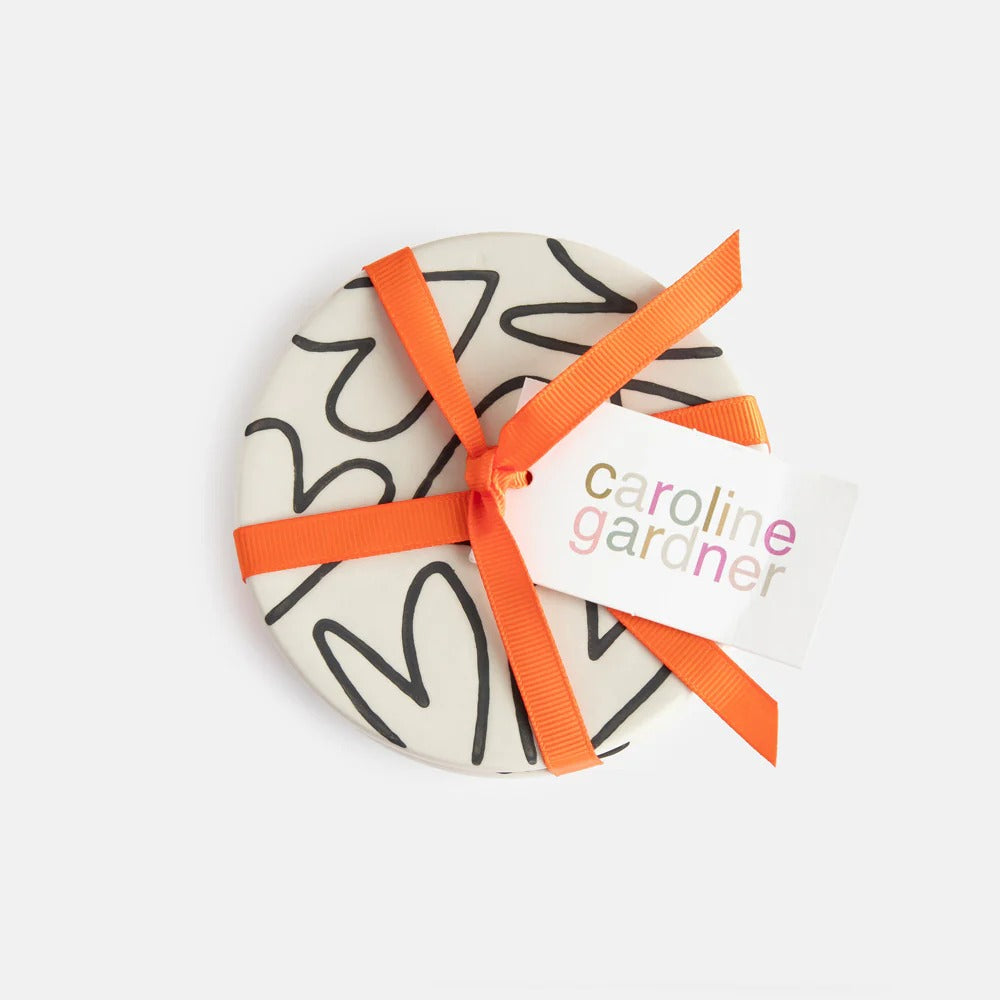 CST103-Caroline G-Set Of 4 Stoneware Mono Patterns Coasters-Coasters-Home