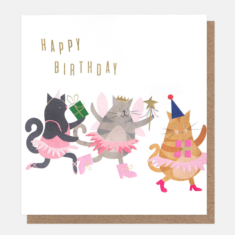 DUB001-Caroline G-Happy Birthday Fairy Ballerina Cats-Card-Dressing Up Box