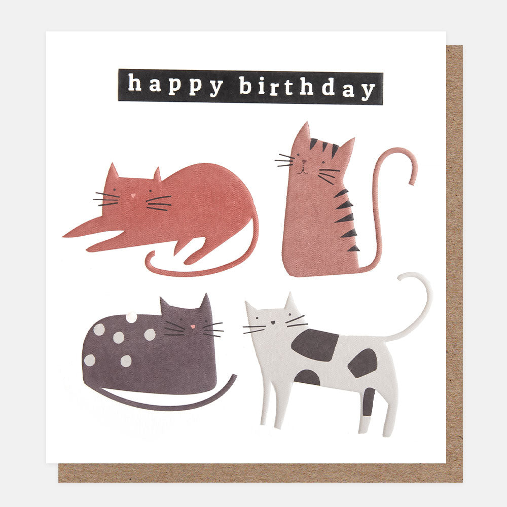 DYN006-Caroline G-Happy Birthday Four Cats-Card-Dynamo