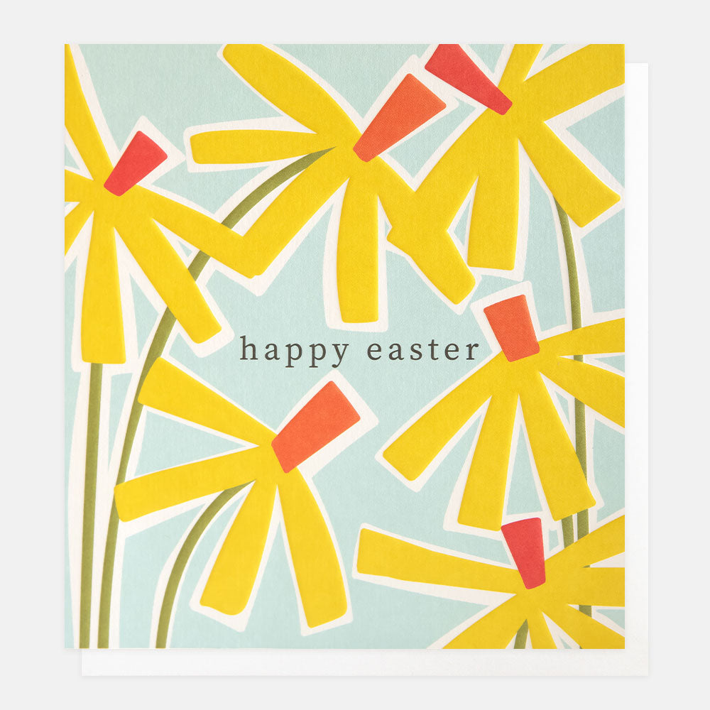 EAS012-Caroline G-Happy Easter Daffs On Blue-Card-Easter