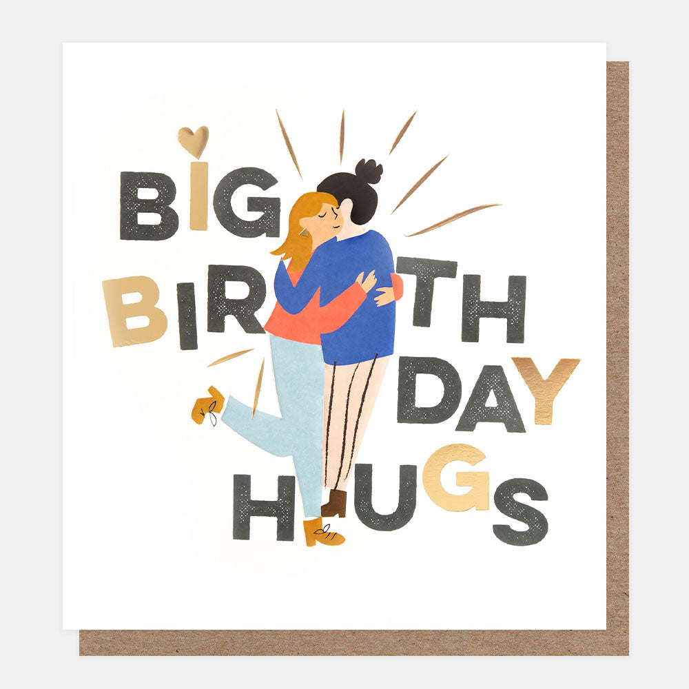 FES001-Caroline G-Big Birthday Hugs Pair Hugging-Card-Festival