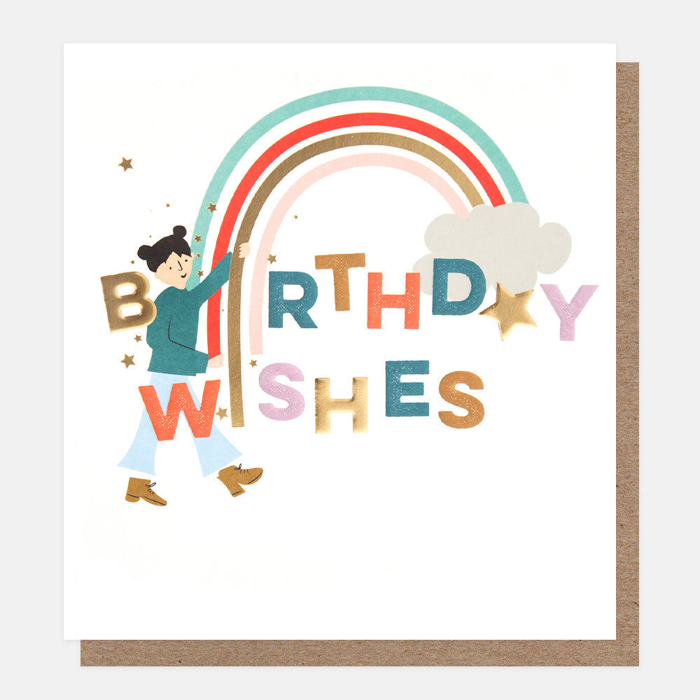 FES009-Caroline G-Birthday Wishes Rainbow & Stars-Card-Festival