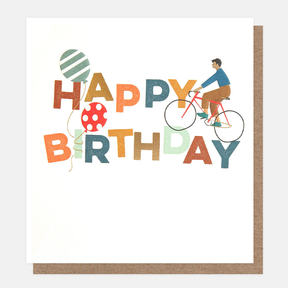 FES012-Caroline G-Happy Birthday Bike And Balloons-Card-Festival