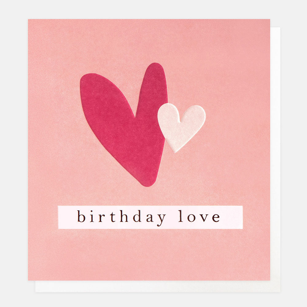 GEO008-Caroline G-Birthday Love Two Hearts On Pink-Card-Geometric