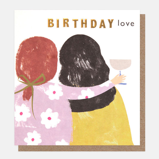 GFG008-Caroline G-Birthday Love Friends Hugging With Cocktail-Card-Go Figure