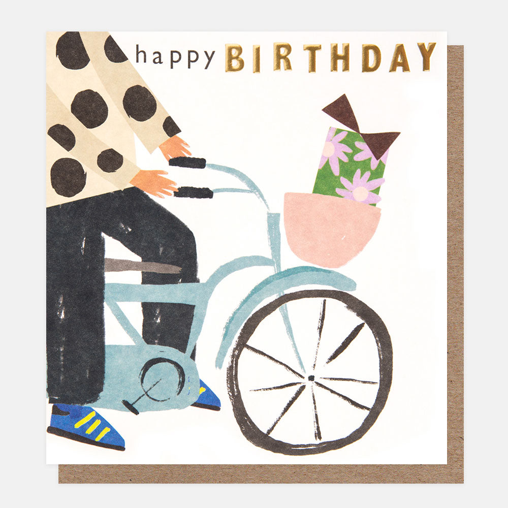 GFG009-Caroline G-Happy Birthday Bike With Present-Card-Go Figure