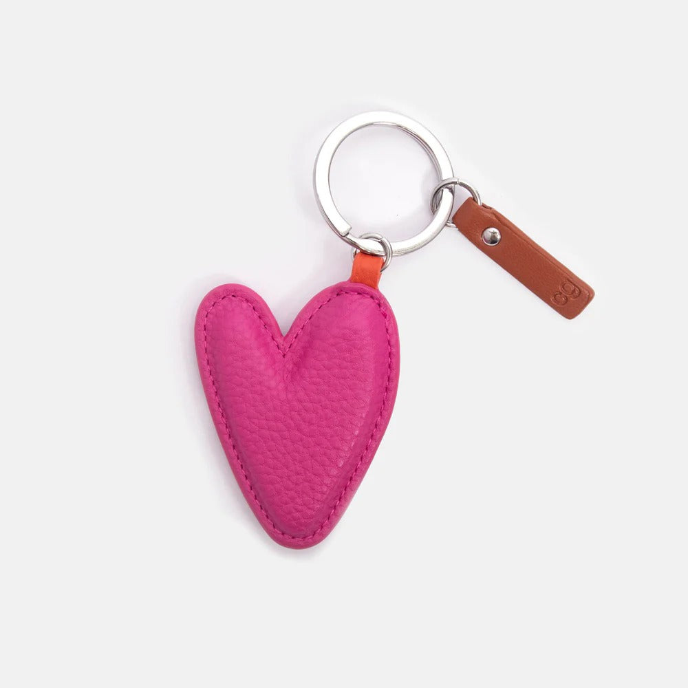 KEY037-Caroline G-Fuchsia Pink Heart Keyring-Keyrings-Accessories