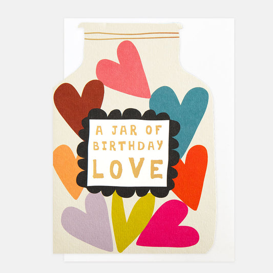 LIT011-Caroline G-A Jar Of Birthday Love Hearts In Jar-Card-Little Treats