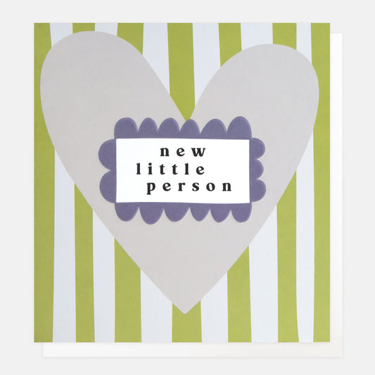 LOT011-Caroline G-New Little Person Heart On Green/White Stripe-Card-Lots Of Love