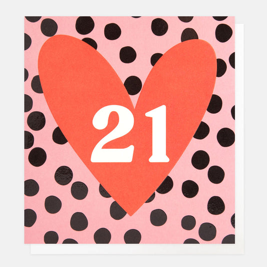 LOT015-Caroline G-21 Number In Heart On Pink Spot-Card-Lots Of Love