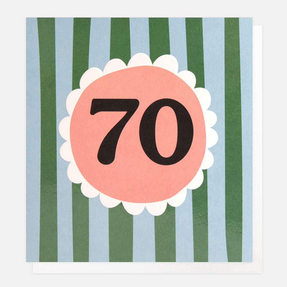 LOT020-Caroline G-70 Number Green/Blue Stripe-Card-Lots Of Love