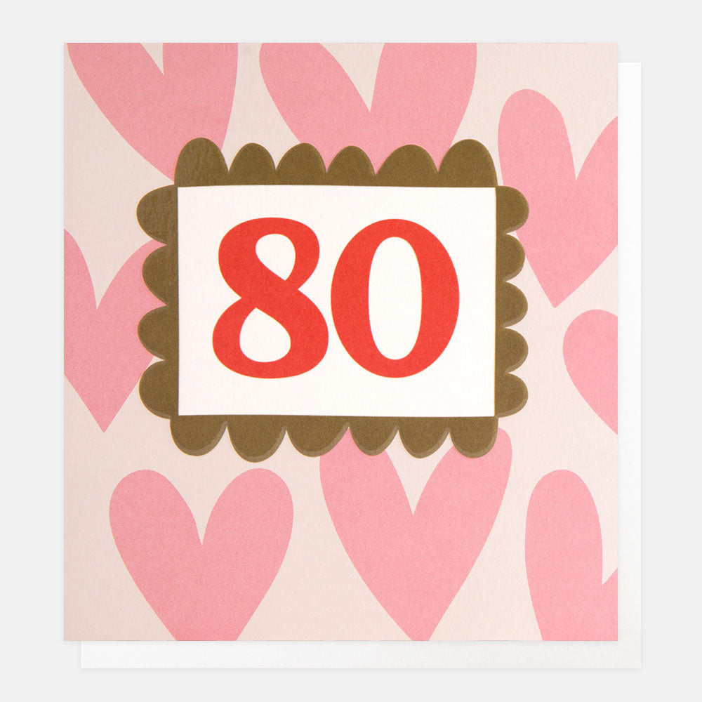 LOT021-Caroline G-80 Number Pink Hearts-Card-Lots Of Love