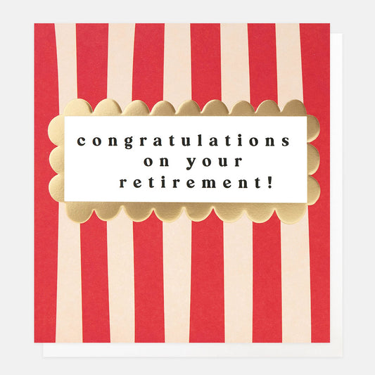 LOT032-Caroline G-Congratulations On Your Retirement Red/Cream Stripe-Card-Lots Of Love
