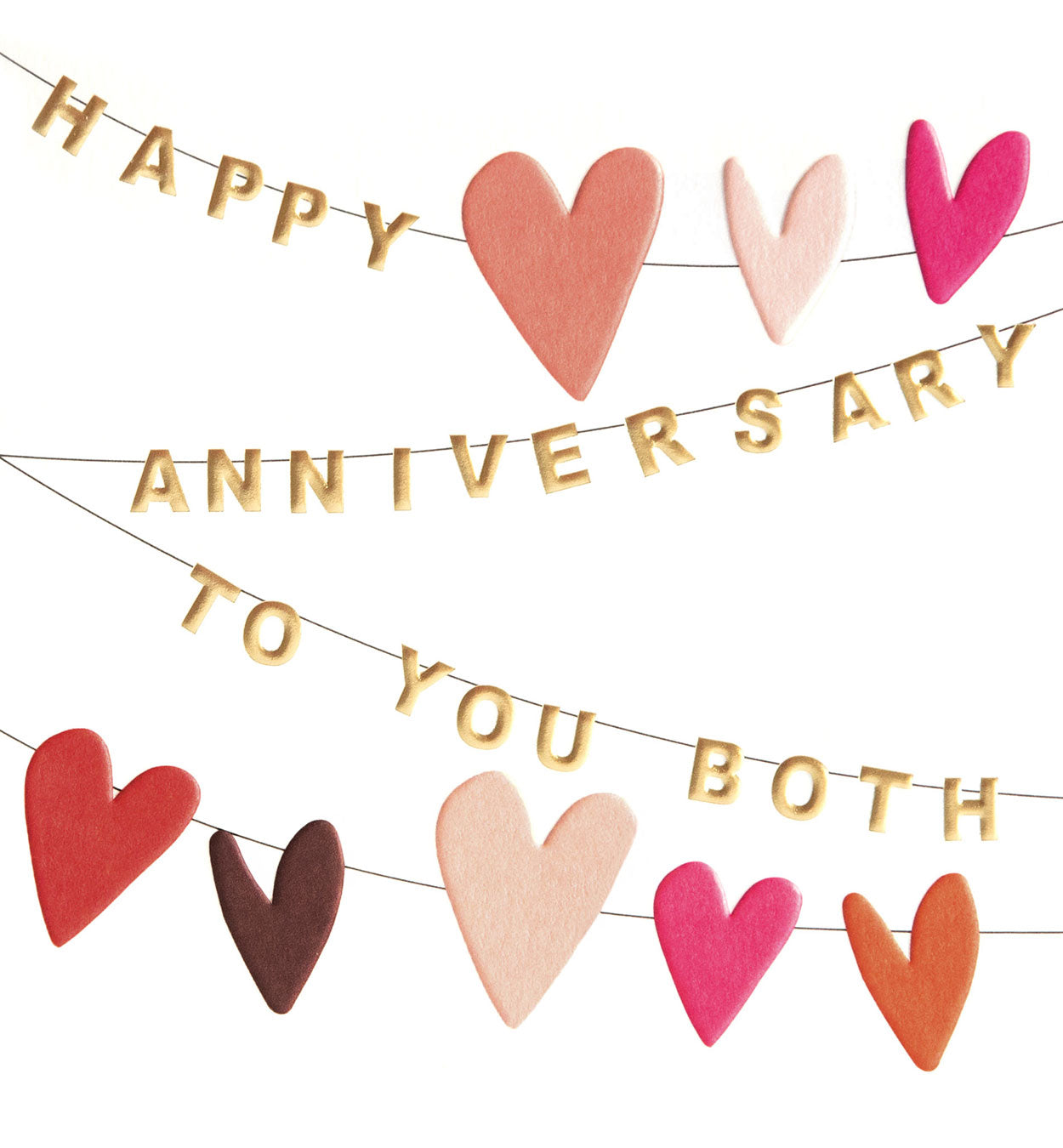 LUV023-Caroline G-Happy Anniversary To You Both + Hearts Bunting-Card-