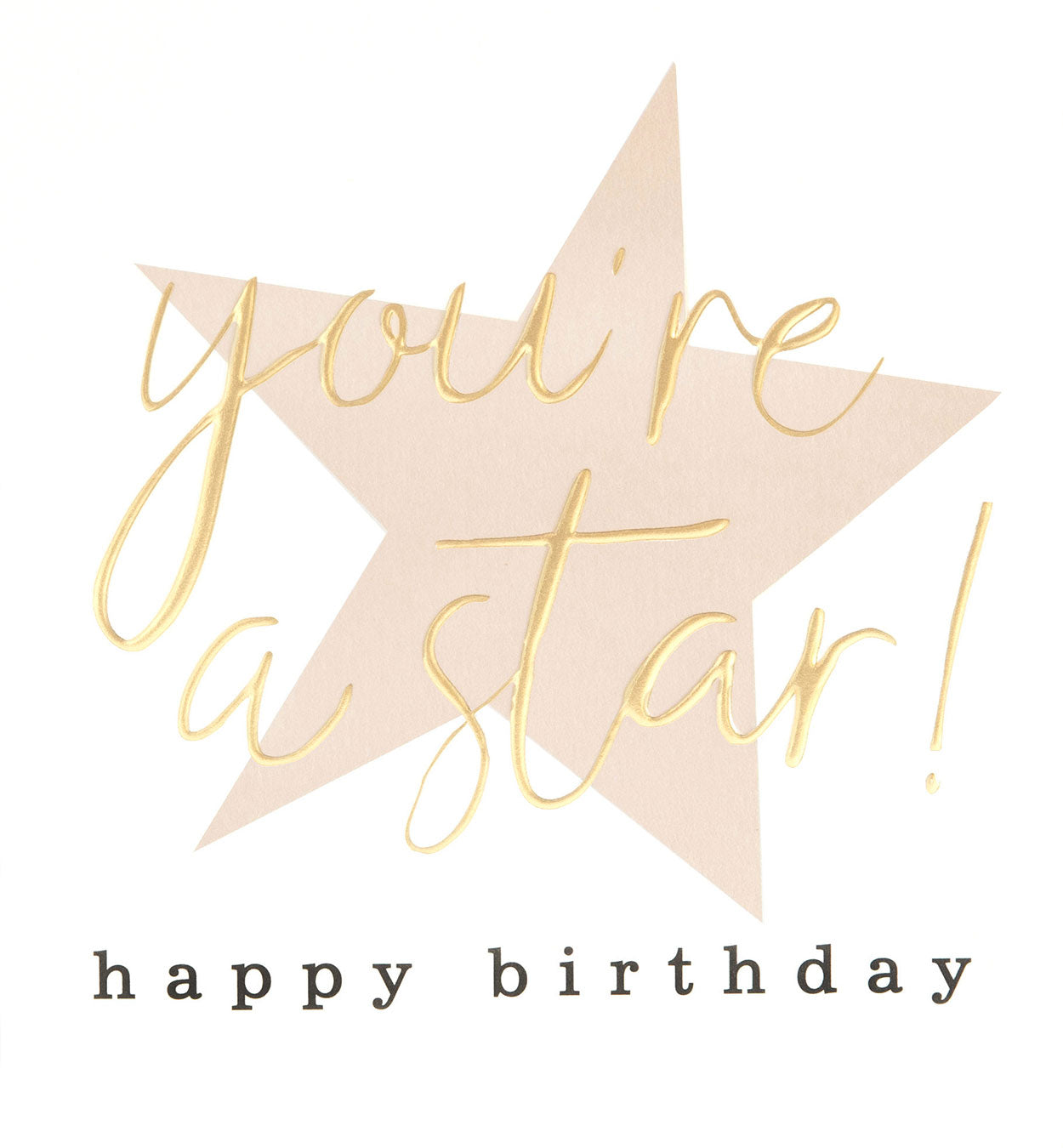 LVL012-Caroline G-You'Re A Star! Happy Birthday Gold Script On Pink Star-Card-