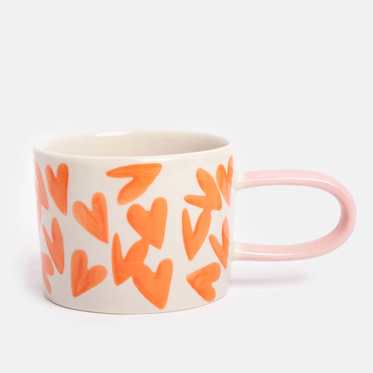MGG114-Caroline G-Coral Magnet Hearts Ceramic Mug-Mug-At Home