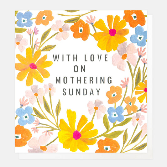 MTH032-Caroline G-With Love On Mothering Sunday Floral Wreath-Card-