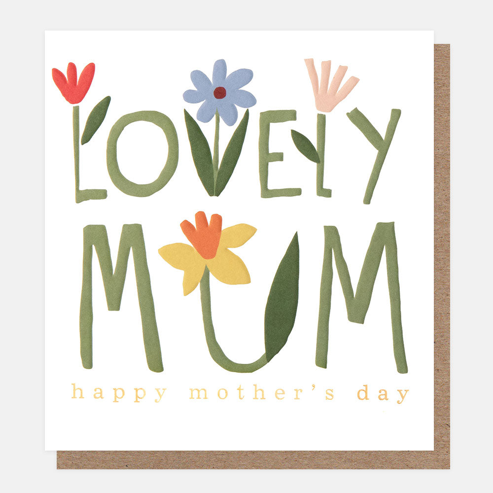 MTH039-Caroline G-Lovely Mum Happy Mother'S Day Floral Stem Text-Card-