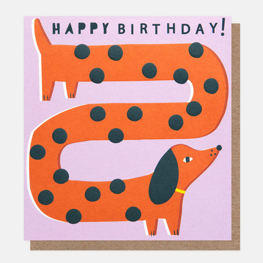 OFS011-Caroline G-Ofs011 - Happy Birthday Spotty Sausage Dog-Card-Offset