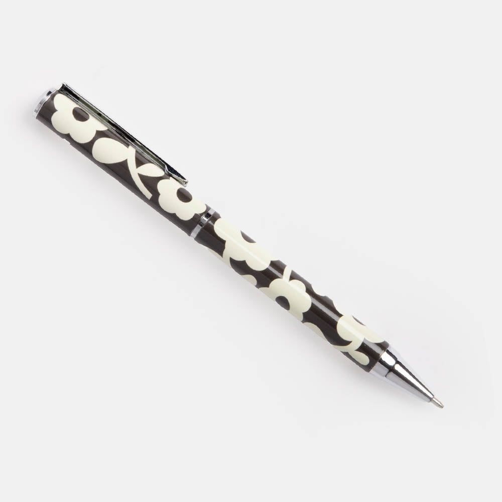 PEN150-Caroline G-Charcoal Mono Flower Boxed Pen-Pen-Stationery