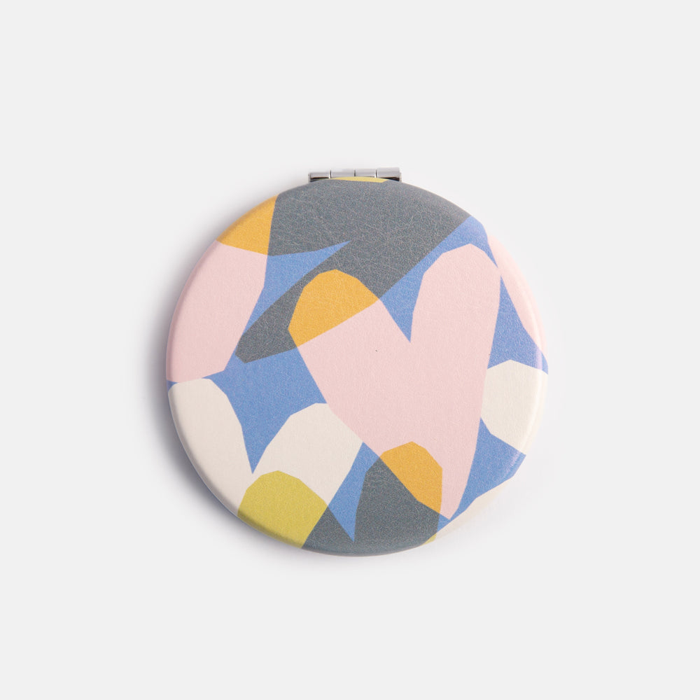 PKM157-Caroline G-Confetti Hearts Round Pocket Mirror-Mirror-Accessories