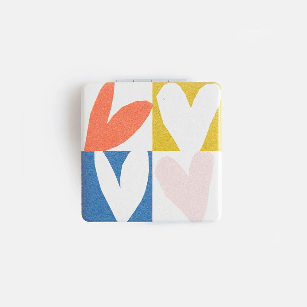 PKM160-Caroline G-Multi Checkmate Hearts Square Pocket Mirror-Mirror-Accessories