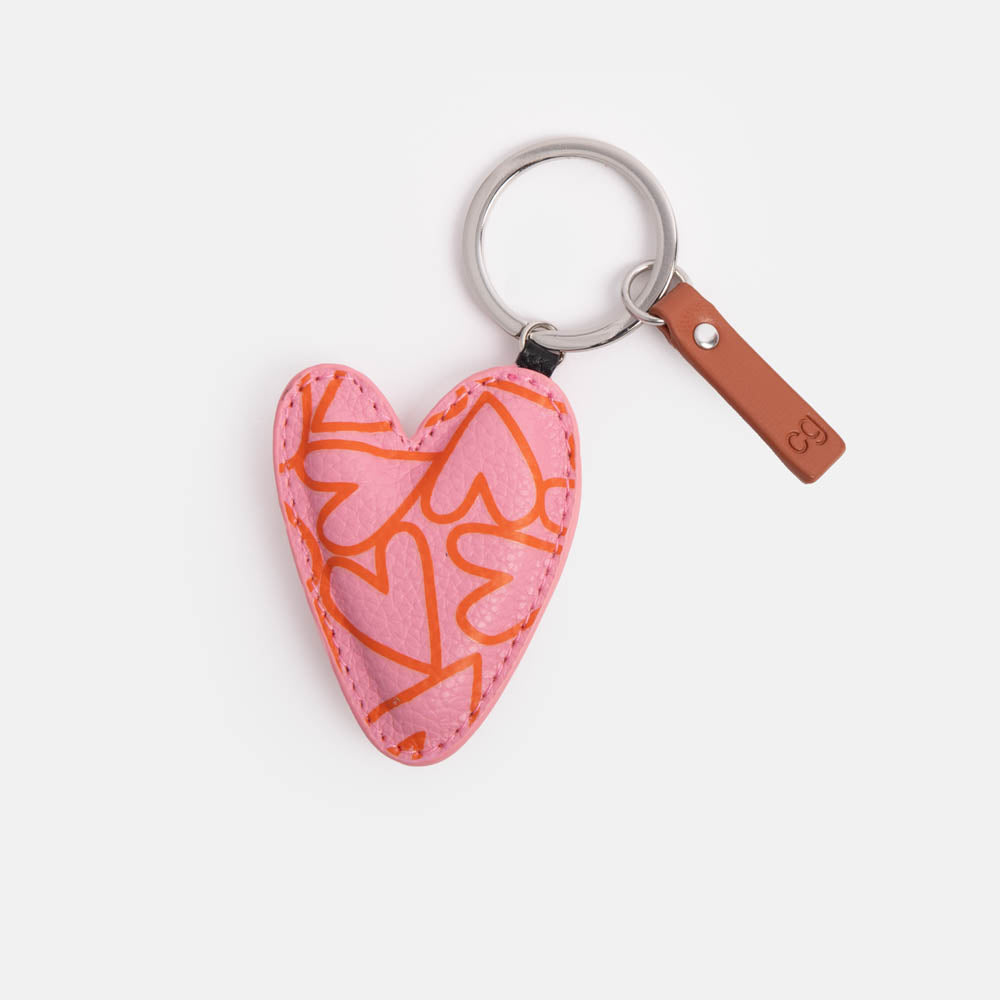PKY105-Caroline G-Pink Magnet Heart Printed Keyring-Keyrings-Accessories