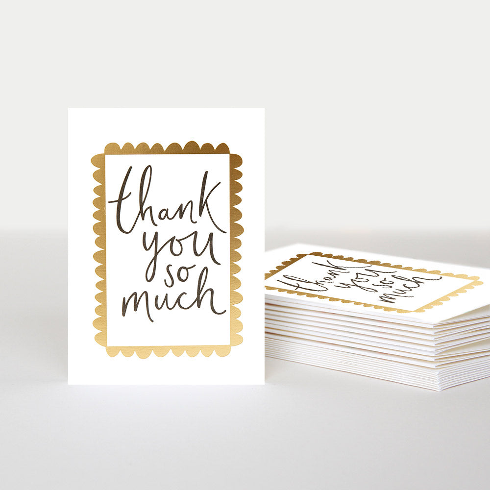 PQL014-Caroline G-Thank You So Much Text In Gold Border-Boxed Cards-