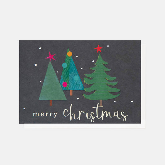 PQX211-Caroline G-Collage Trees On Charcoal -Xmas Card Pack-