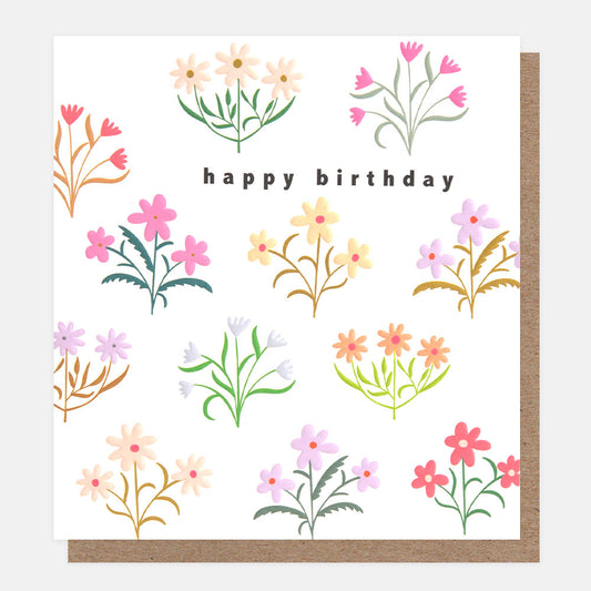 PRE002-Caroline G-Happy Birthday Assorted Florals Pattern-Card-Prairie