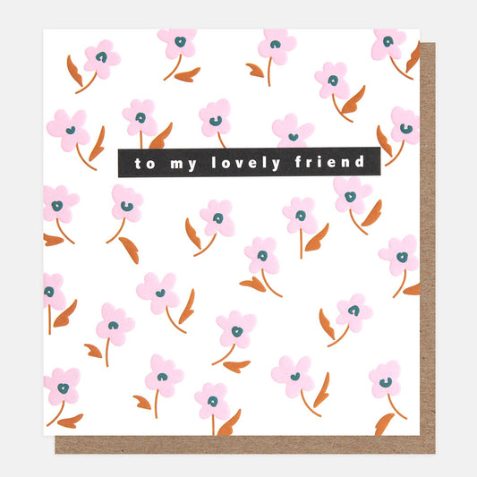 PRE003-Caroline G-To My Lovely Friend Lilac Floral Print-Card-Prairie