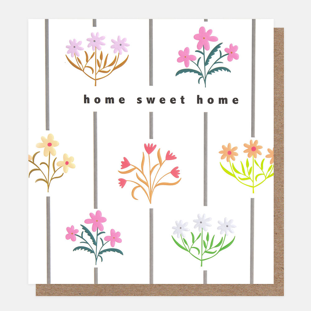 PRE009-Caroline G-Home Sweet Home Flowers And Stripes-Card-Prairie